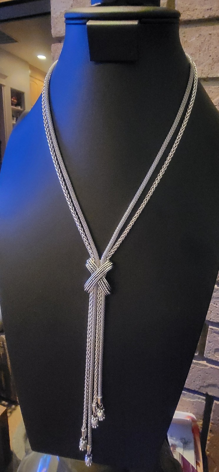 Chiccos Statement Silvertone Long Multi Strand Ne… - image 1