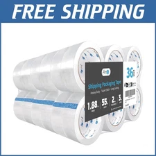 Durable Packing Tape - 36 Rolls, 2.2 Mil Thickness, Clear for Seamless Sealing