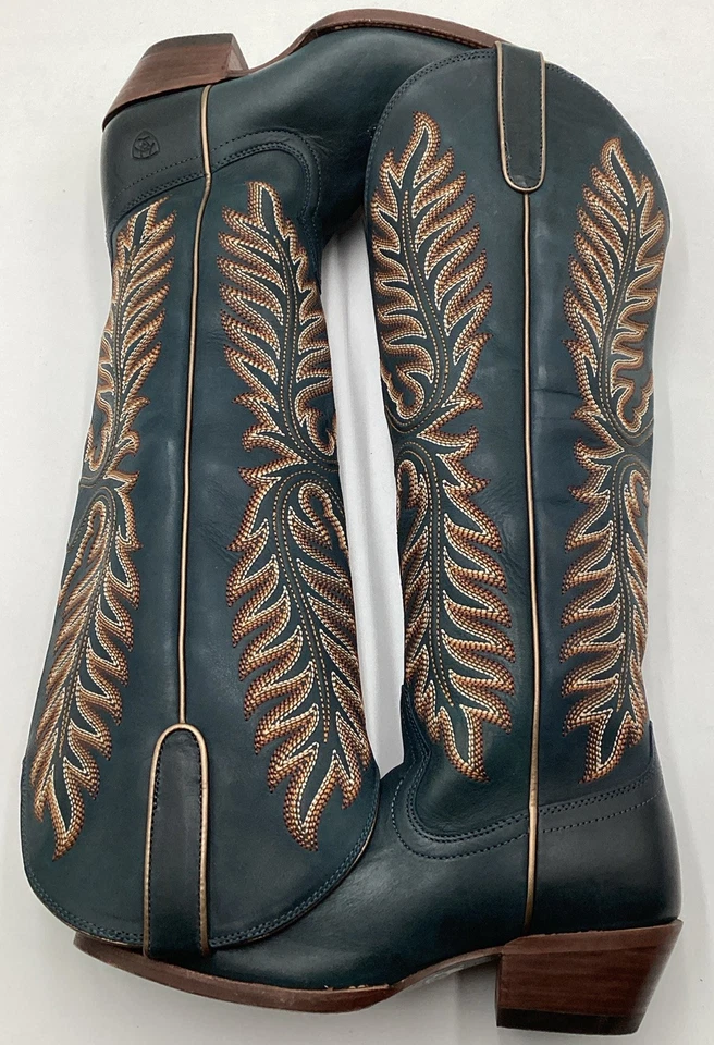 Ariat Belle Mujer 18" Cuero Punta R Bota Western Azul Talla 7 B Foto 2 de 4
