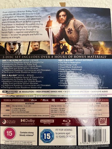 Kingdom of Heaven (4K UHD Blu-ray) David Thewlis Liam Neeson (UK IMPORT) - Picture 4 of 4