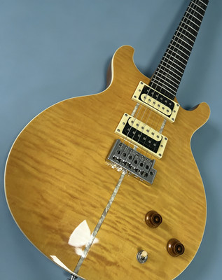 Ship US Electric Guitar Amber Flame Maple Top Bird Abalone Inlay Chrome Hardware