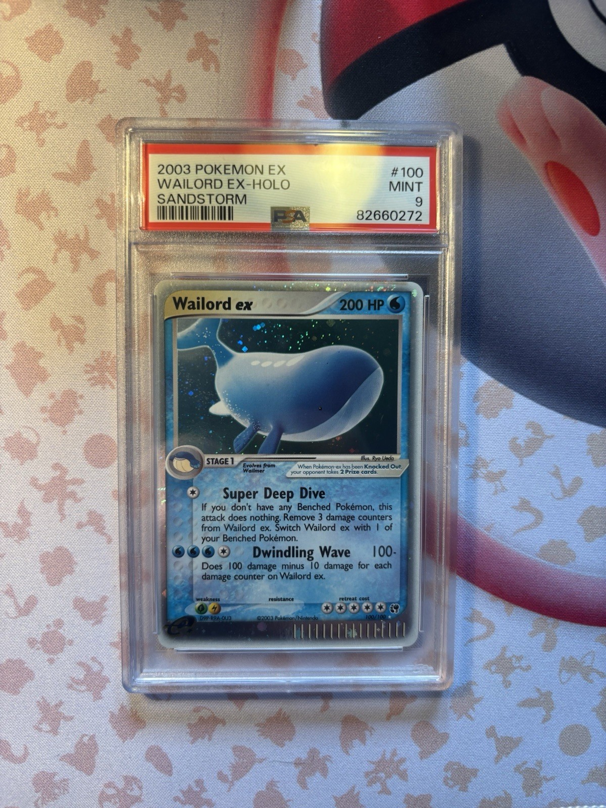 2003 Pokemon EX PSA 9 Mint Wailord Ex-Holo #100 Sandstorm E Reader Series