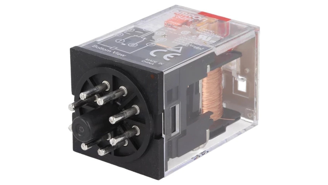 MKS2PI-24AC Relay: Electromagnetic DPDT Coils: 24VAC 10A/250VAC /T2UK