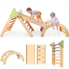 Pikler Set Triangolo con Scivolo per Bambino 1-3 Montessori Arrampicata Giocattoli LOL FUN
