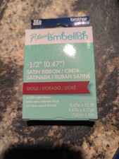 Lot 2 Brother P-touch Embellish Gold On Red Satin Ribbon New 1/2