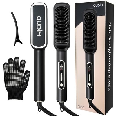 Hair Straightening Brush, Digital Temperature Control, Heat Protective Glove,...