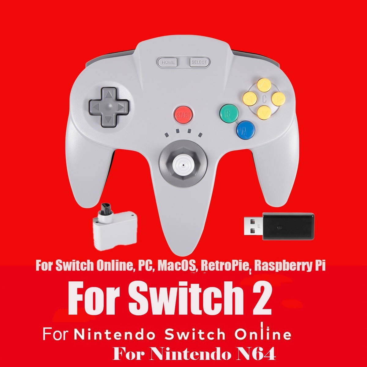 N64 Wireless Switch Controller,Built IN Rumble,Z/R Button for