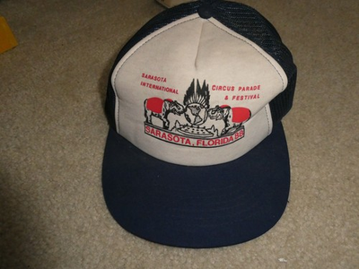 #ad Vintage 1980s Sarasota Intl Circus Fest Adjustable Baseball Trucker Hat NOS $26.00