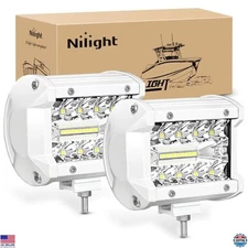 Nilight Marine LED Light Pods Navigation Lights 2PCS 4 Inch White Spot Flood