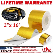 2"x 16'Gold Heat Barrier Shield Roll Fiberglass Wrap Tape Exhaust Protection US!