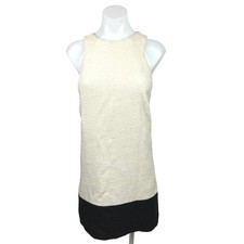ASOS Cream Black Crew Neck Sleeveless Back Zipper Mini Shift Dress Size 8