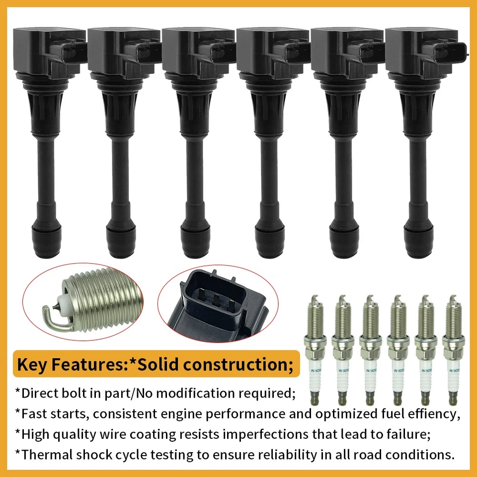 6X Bobina de encendido y 6X Bujía de iridio para Nissan Murano Máxima V6 3.5L UF550 Foto 2 de 4