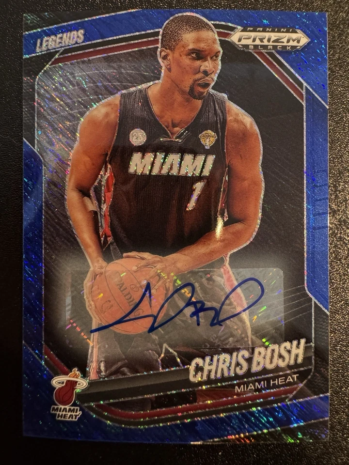 Panini Prizm Black Legends 2024 FOTL Blue Shimmer/25 Chris Bosh #272 Auto Salón de la fama Foto 2 de 4