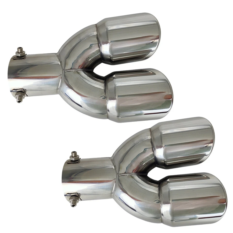 2X Para GMC Sierra 1500 2,5" entrada 3,5"" saída 9,5" exaustão de parede dupla ponta dupla - Imagem 3 de 4