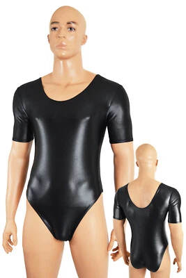 Herren Wetlook Body kurze Ärmel Rundhals Glanz stretch shiny Hauteng glänzend - Bild 1 von 2