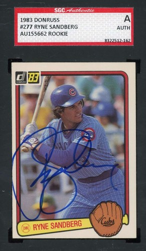 Ryne Sandberg SGC Coa signed 1983 Donruss Rookie Autogramm