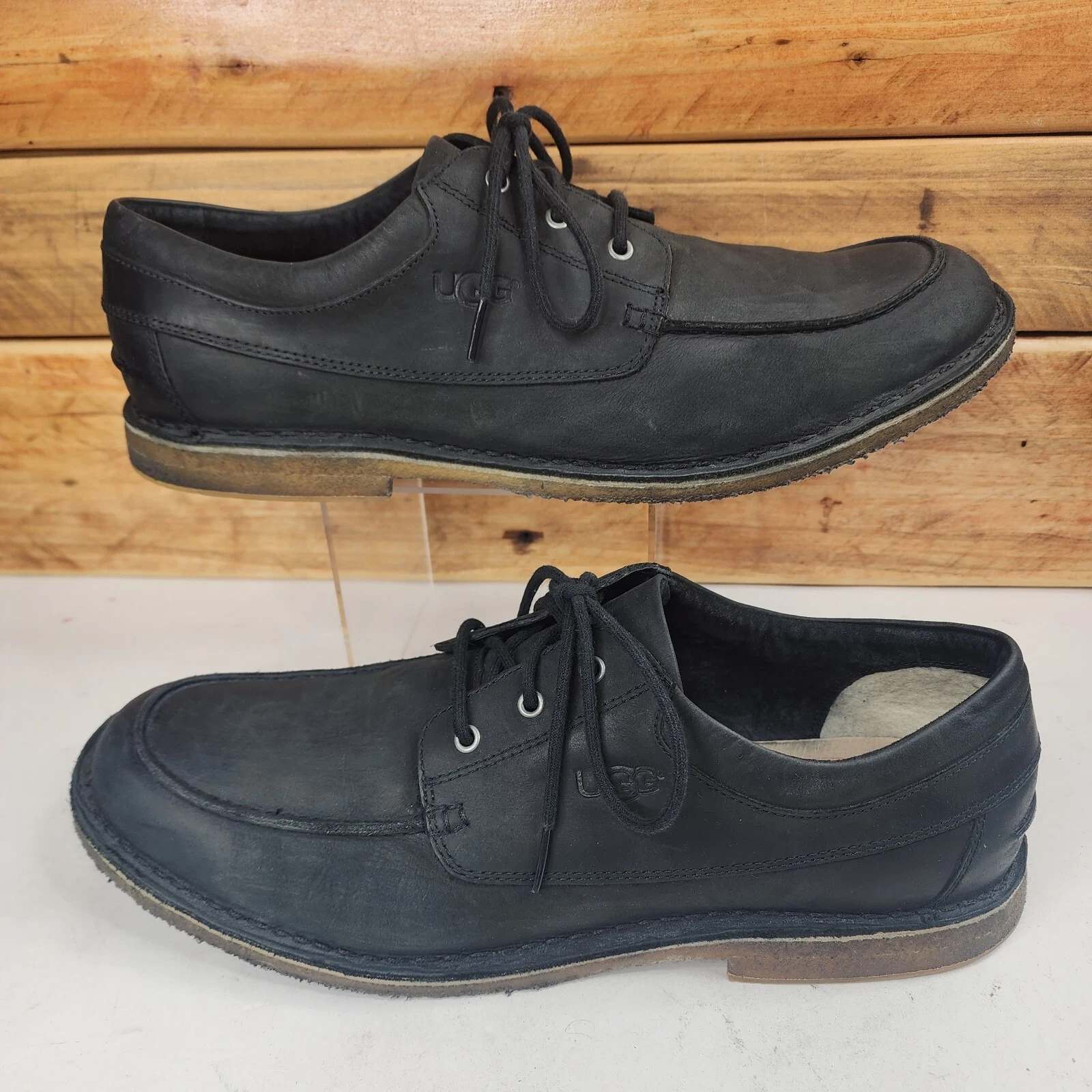 Scarpe stringate UGG Oxford nere in pelle mocassino tondo misura 13