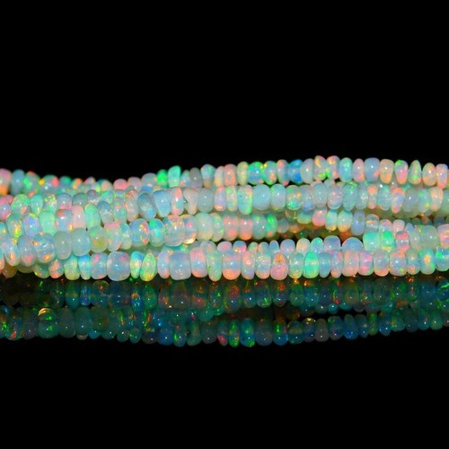 AAA+ Ethiopian Opal Smooth Rondelle Bead 100% Natural 3MM 1 Line Ethiopian Opal - Picture 3 of 3