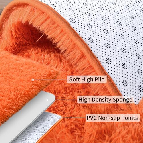 8x10 Large Area Rugs for Living Room, Ultra Soft Big Shag Rug 8x10 Feet Orange - Picture 6 of 6