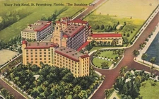 Postcard FL St. Petersburg Vinoy Park Hotel Aerial View "The Sunshine City" Golf