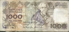PORTUGAL 1000 Escudos 1993 Pick# 181i