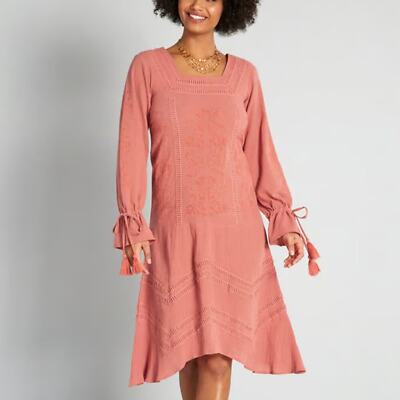 FROCK & FRILL 100% Cotton Embroidered Long Sleeve Handkerchief Dress size 8  | eBay