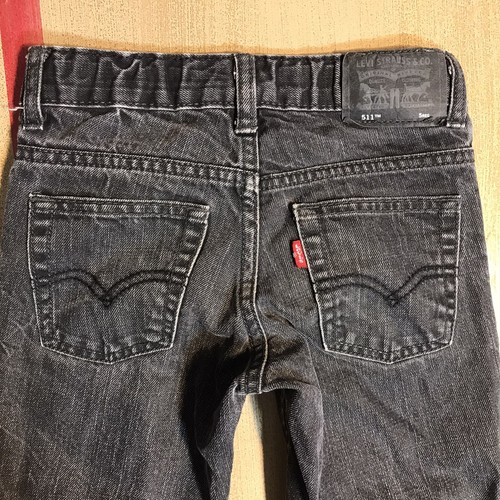 Vintage Levis 511 Slim Jeans Youth Tag 5 x 17 Inseam Faded Black Denim - Picture 3 of 14