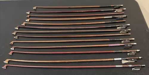 Vintage Violin Bows for Parts / Repair - Mixed Lot of 13