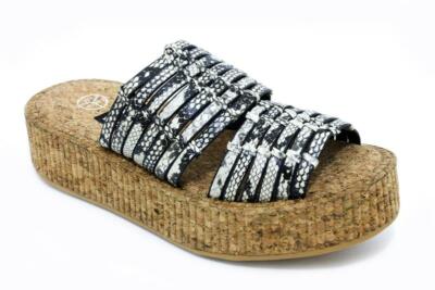 T.U.K. V9046L TUK Viva Mondo Round Toe Creeper Style Sandal Black / White
