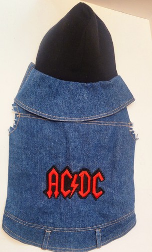 Stylish AC/DC Fab Dog Brand Dog Jacket Black Hoodie Size Large