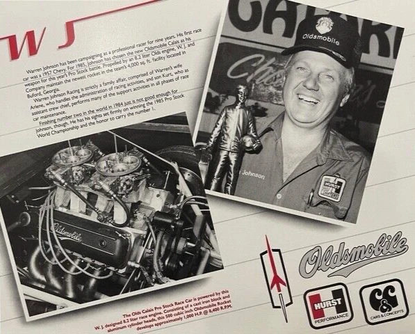 VRHTF DE COLECCIÓN COOL NHRA "FIRMADO POR WARREN JOHNSON OLDS PRO STOCK" REPARTO Foto 3 de 3