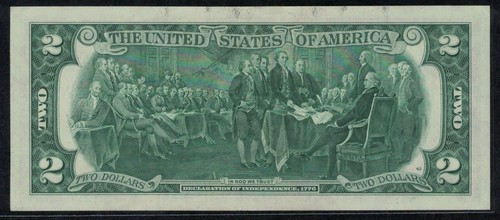 Series 1976 $2 Error Note - Misaligned Green Seal overprint S/N D14895245A - Picture 2 of 2