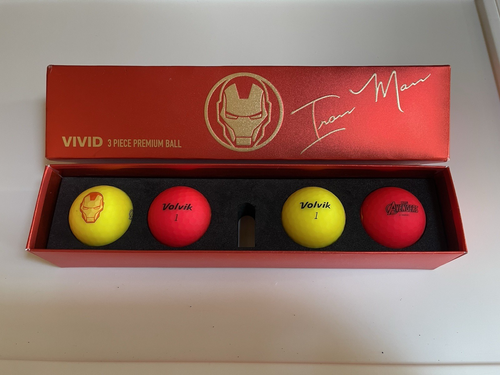 Volvik Vivid Marvel Iron Man Logo 4 Golf Balls Limited Edition (No Ballmarker)