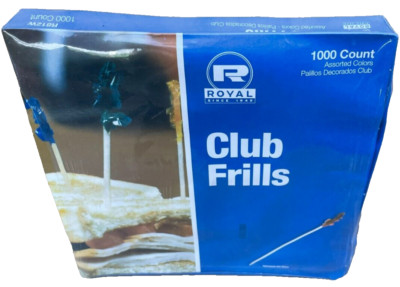 Royal Club Frill Picks Assorted Colors - 4''- R812W (1000 Count)
