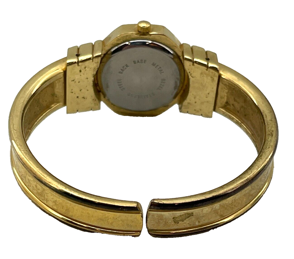 Pierre Jacquard Gold Tone Cuff Watch Rhinestones Metal Band  display picture 3