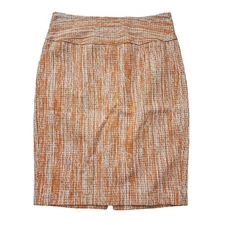 Narciso Rodriguez NWT Pencil Skirt 2 Knee Length Orange Designer Linen Cotton 38