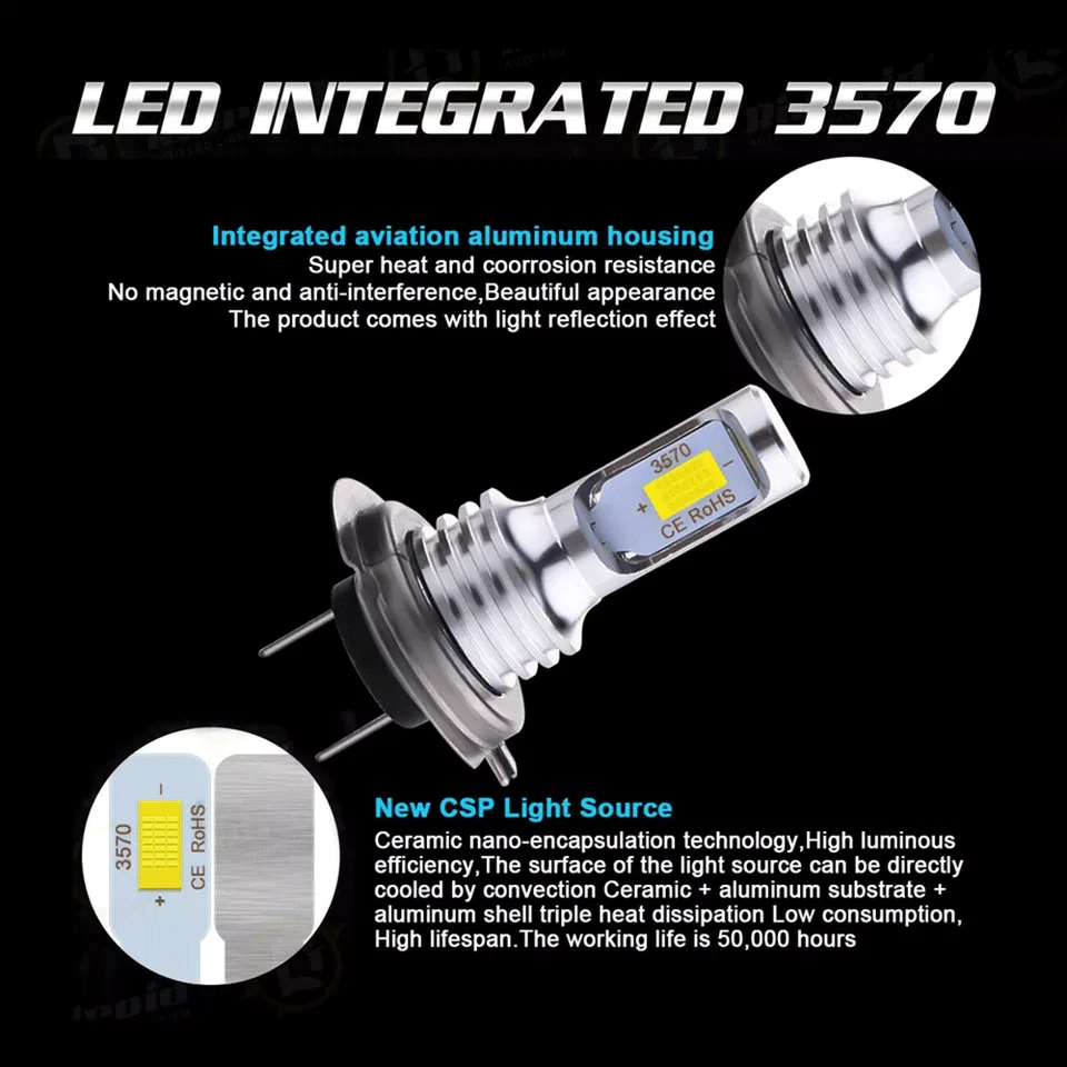 For Hyundai Tucson 2016 2017 2018 Combo LED Headlight + Fog Light Bulbs Kit - Image 4 of 4