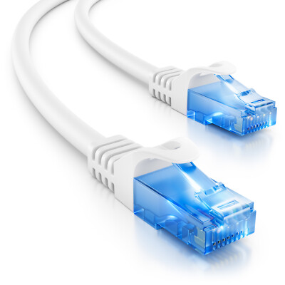 deleyCON 7,5m CAT6 Patchkabel Netzwerkkabel Ethernet LAN DSL Kabel Weiß