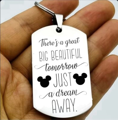 Mickey Mouse Hot Inspiration Quote Keychain Dream Life Kid Happy Love