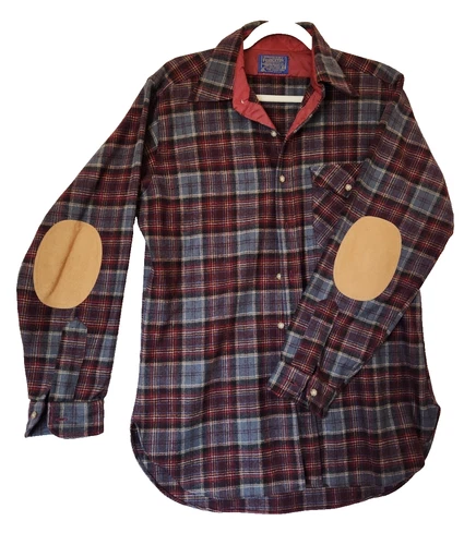 Vintage Pendleton Mens Plaid Wool Red/Gray Flannel 60s 70s Made In USA Med