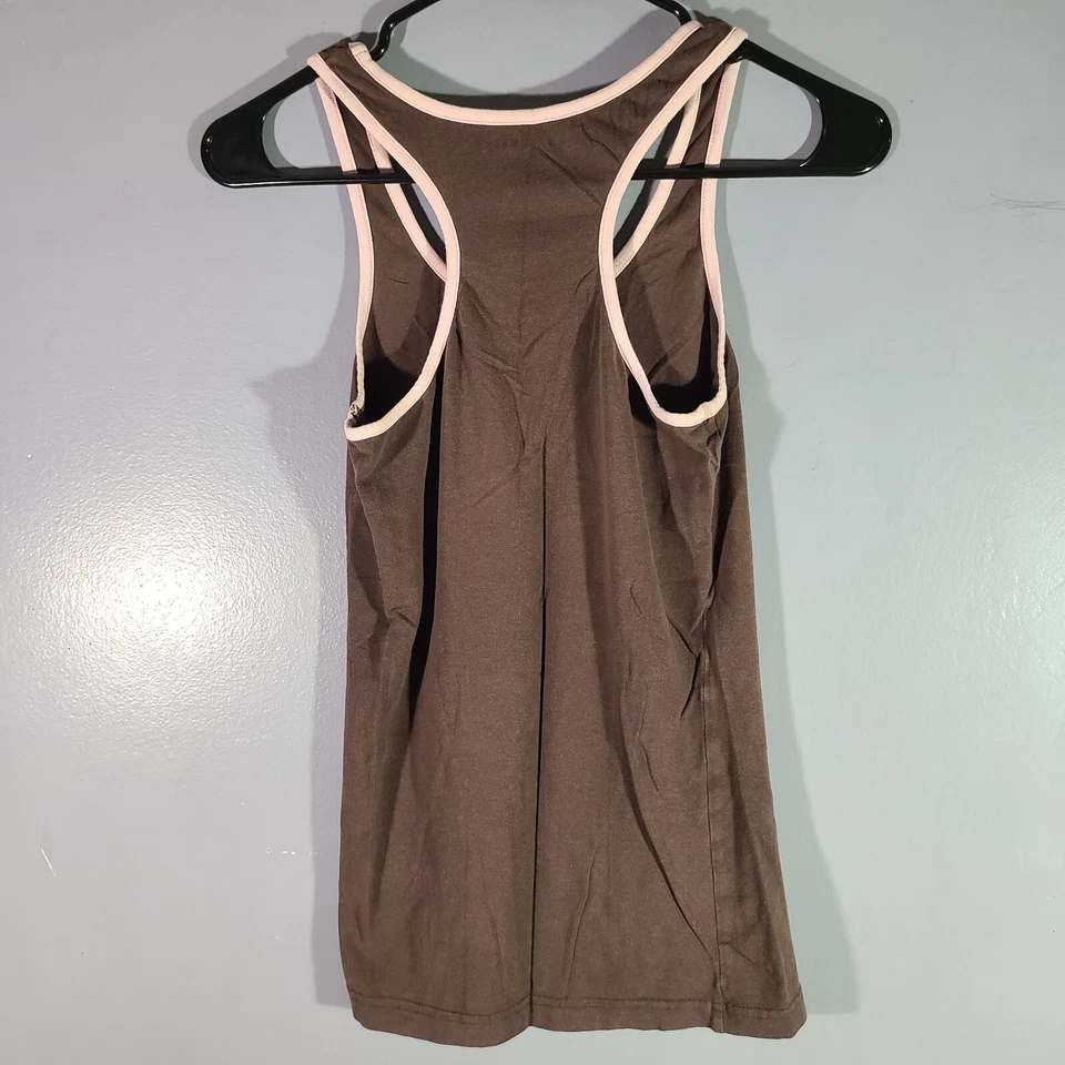 Roca Wear Tank Top Women's Sz M Brown w/ White Trim Sleeveless Racerback "ROCA" - Image 2 of 4