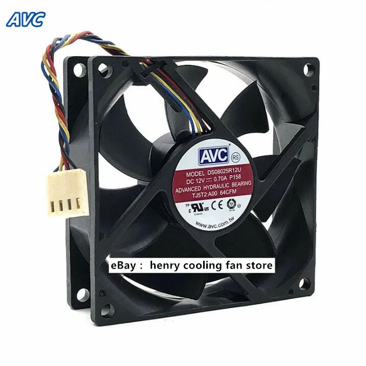 AVC Fan DS08025R12U DC12V 0.7A 80*80*25MM 4pin For CPU /Case/ Server Cooling Fan - Image 3 of 4