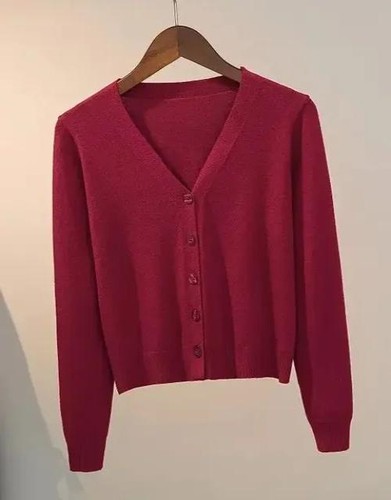 Sweater Knitted Cardigan Button Jacket 2024 Autumn Winter V-neck Long Sleeve - Picture 20 of 22
