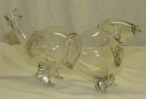 Antique 19th C Applied Blown Glass Dog Whimsy Bottle Gin Pig German Schnapshund - Picture 3 of 12