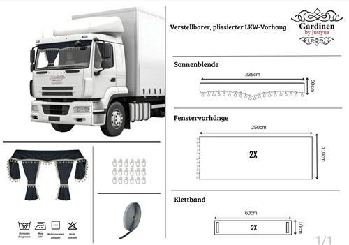 LKW Gardinen Scheibengardinen Vorhänge Passform Universal Beige Schwarz - Zdjęcie 2 z 7