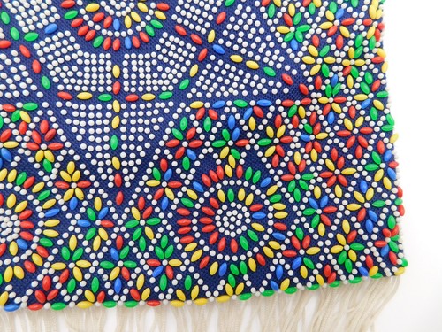 60er 70er Candy Dot Fransen Handtasche Schultertasche Davidstern Perlen Boho Hippie Vintage - Bild 6 von 14