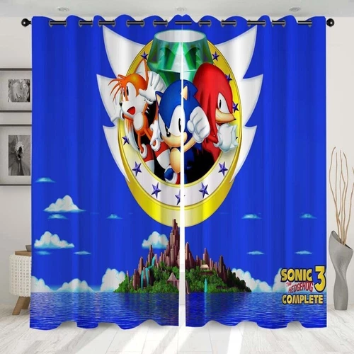 Kinder Sonic The Hedgehog 3D Dicke Verdunkelungsvorhänge Thermo Ring Top Ösen Geschenk - Bild 19 von 30