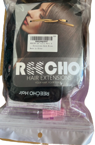 Hair Extensions Dark Brown REECHO 24" Curly Wavy 4 Pieces Set Thick Clip