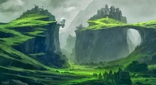 Landscape fantasy art green city andreas Custom Gaming Mat Desk