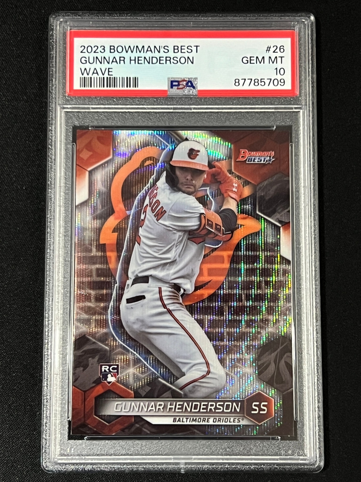 2023 Bowman's Best GUNNAR HENDERSON WAVE REFRACTOR PSA 10 #26 ORIOLES RC